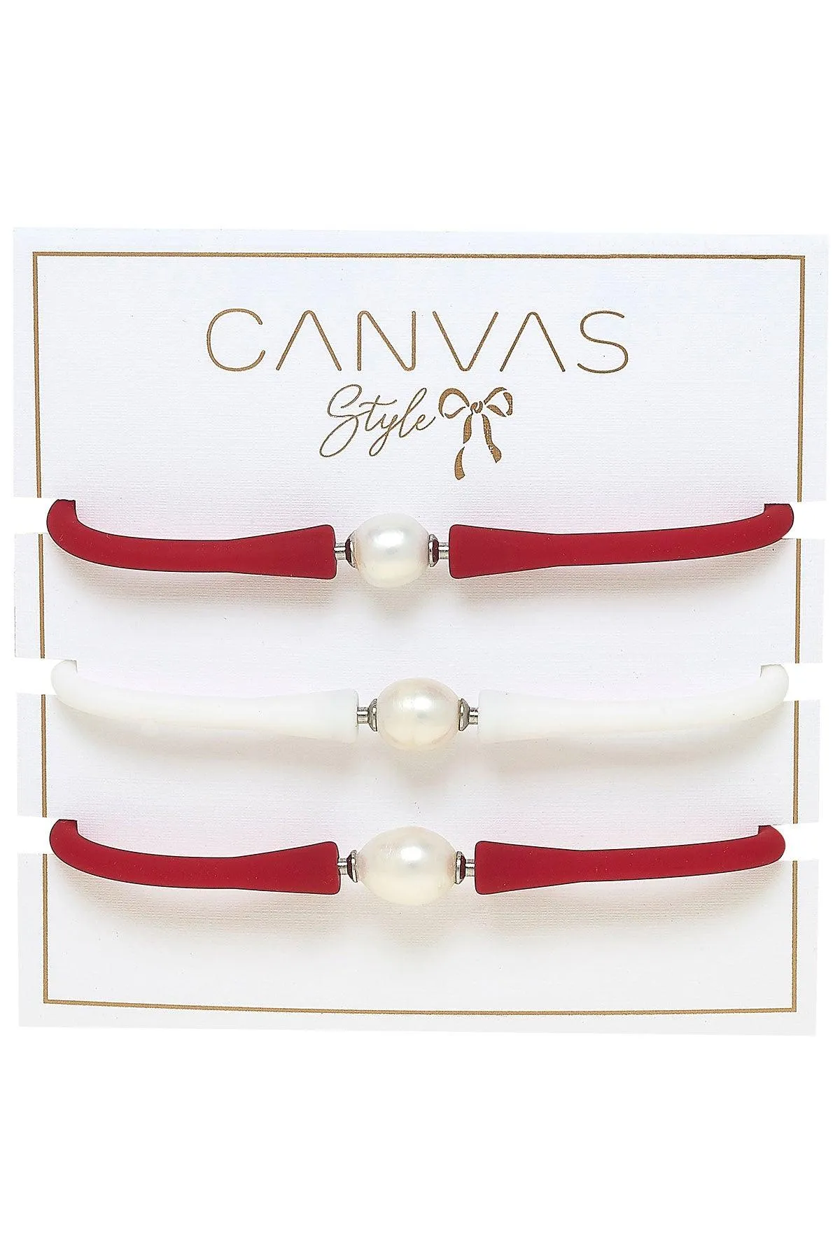 Bali Game Day Bracelet Set of 3 in Red & White sold by Canvas Style product image thumbnail 2