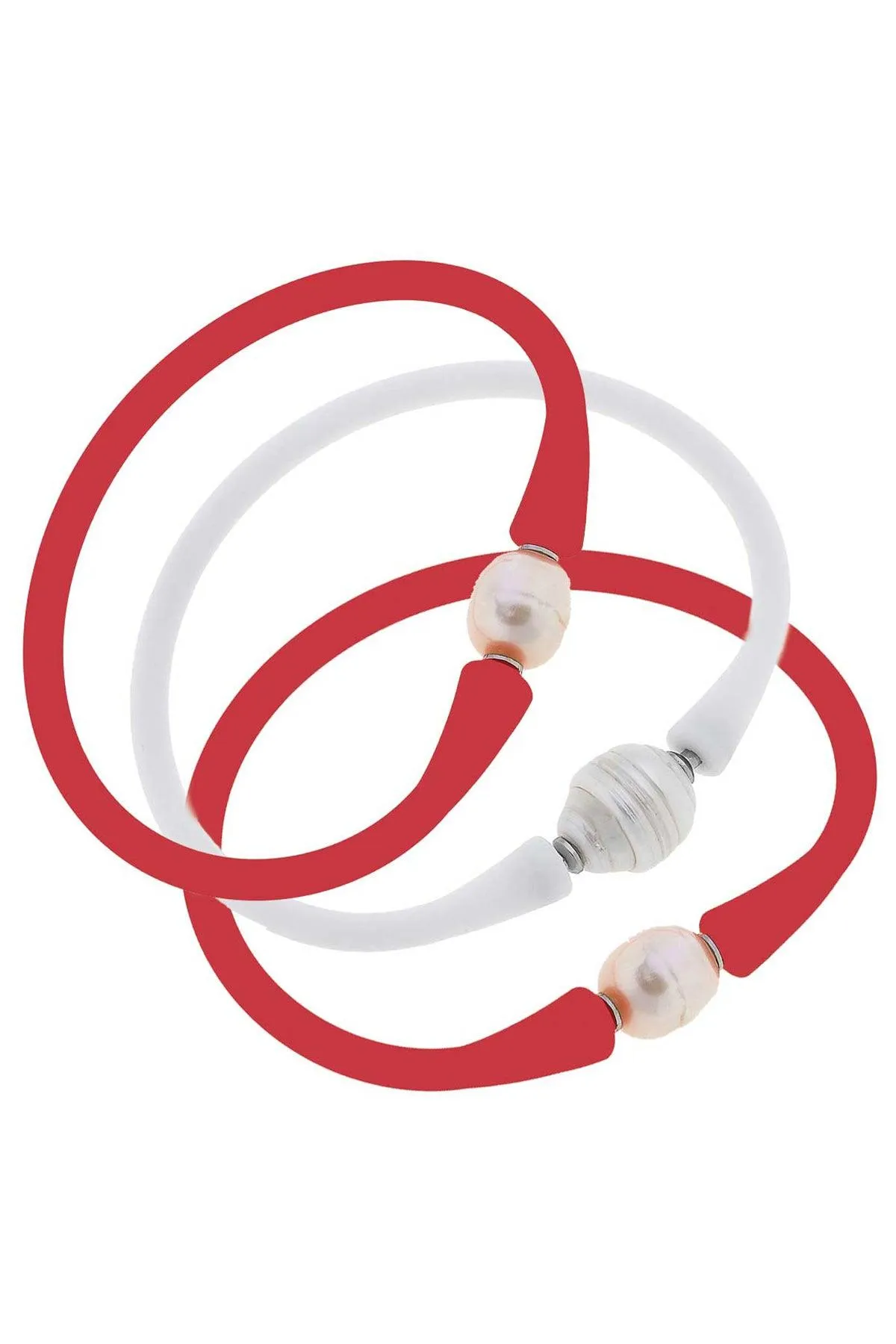 Bali Game Day Bracelet Set of 3 in Red & White sold by Canvas Style