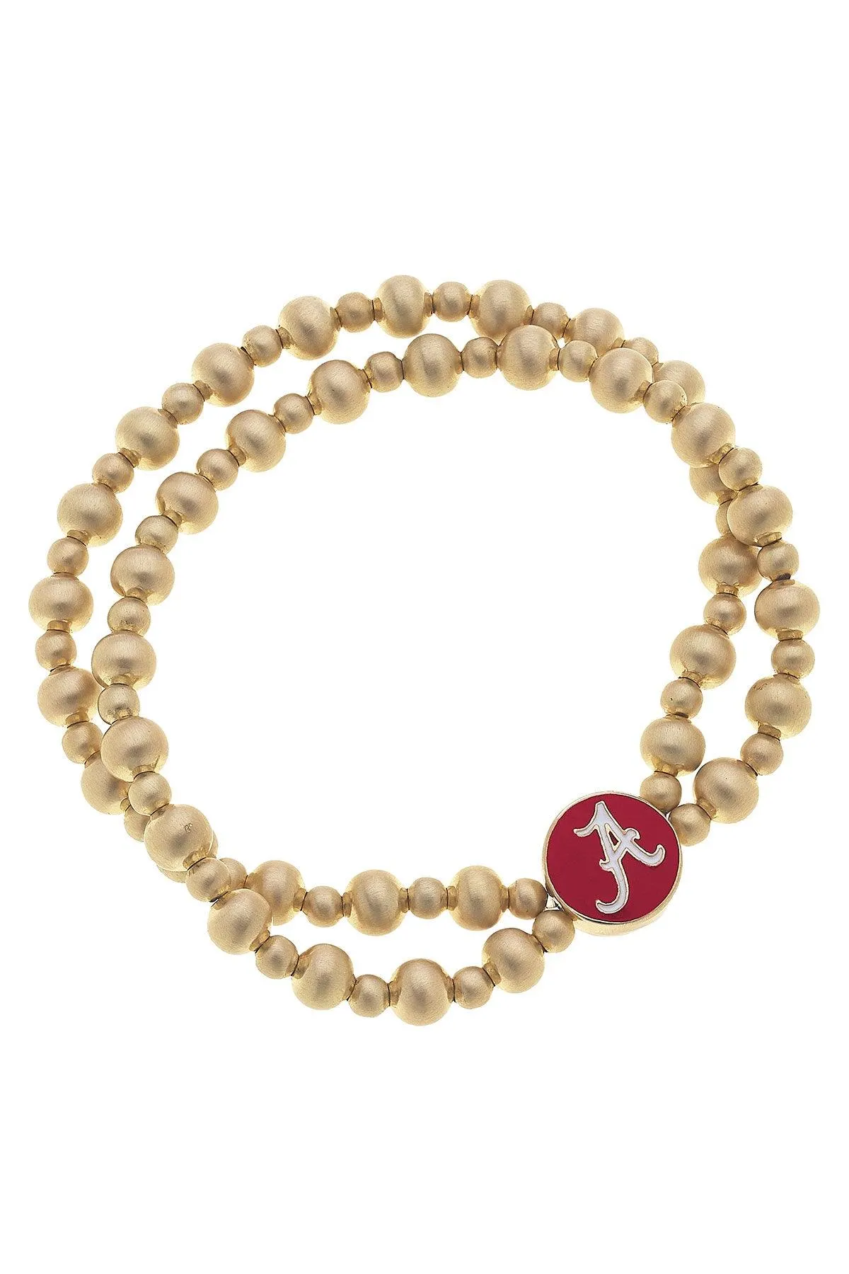Alabama Crimson Tide 2-Row Ball Bead Stretch Bracelet sold by Canvas Style