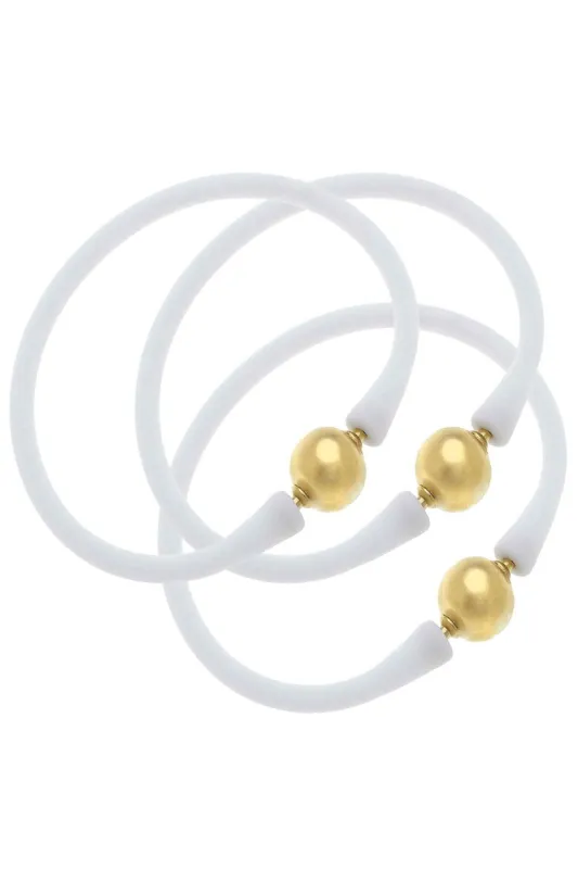 Bali 24K Gold Bracelet Set of 3 in White sold by Canvas Style