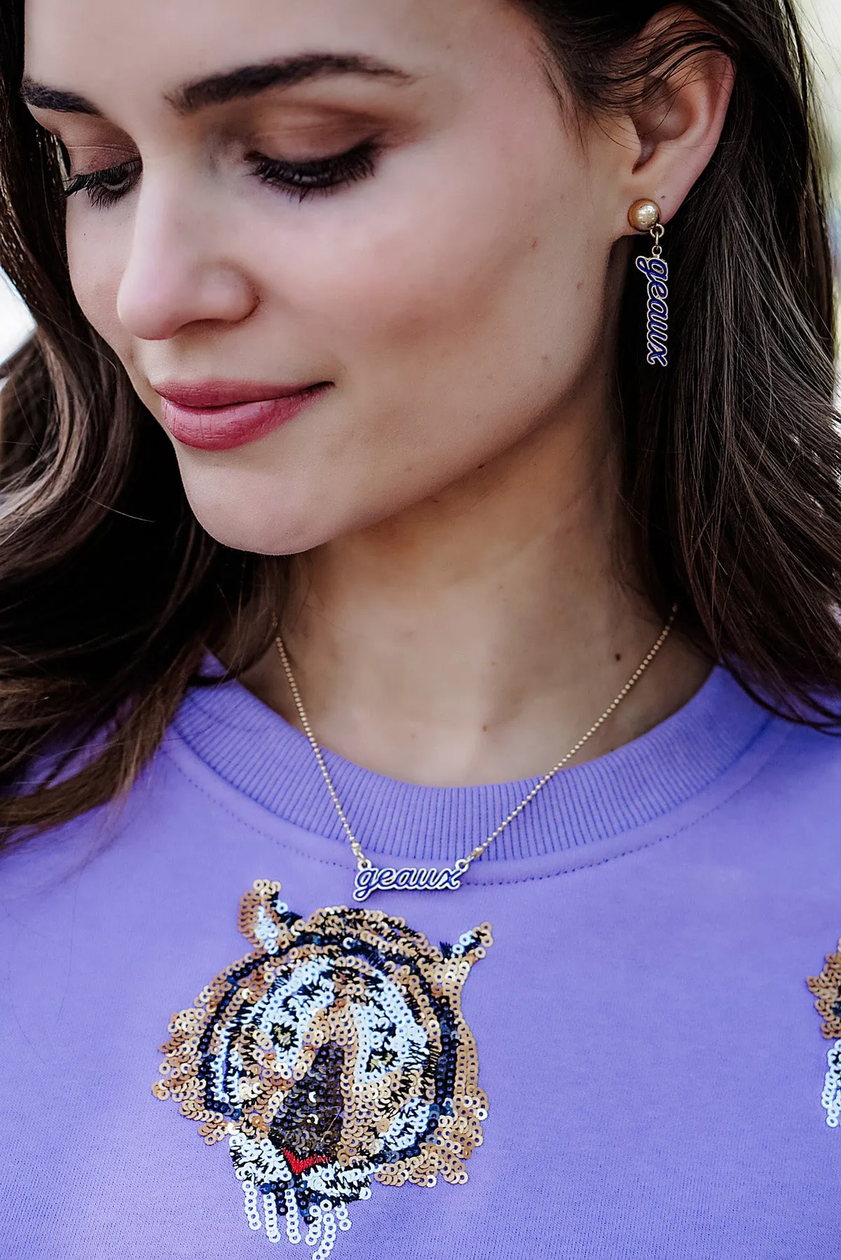 LSU Tigers Enamel Script Necklace sold by Canvas Style product image thumbnail 2