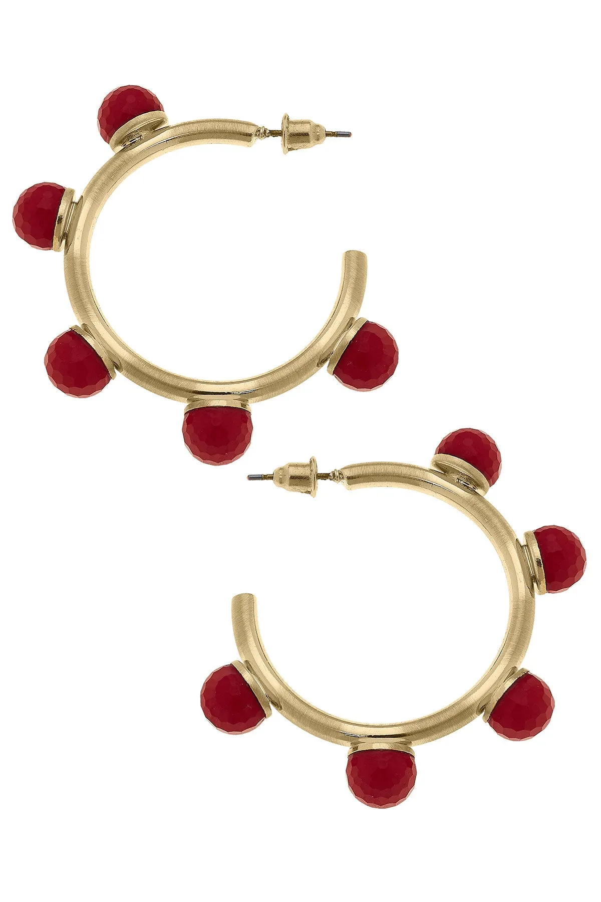 Allison Resin Beaded Hoop Earrings in Red sold by Canvas Style