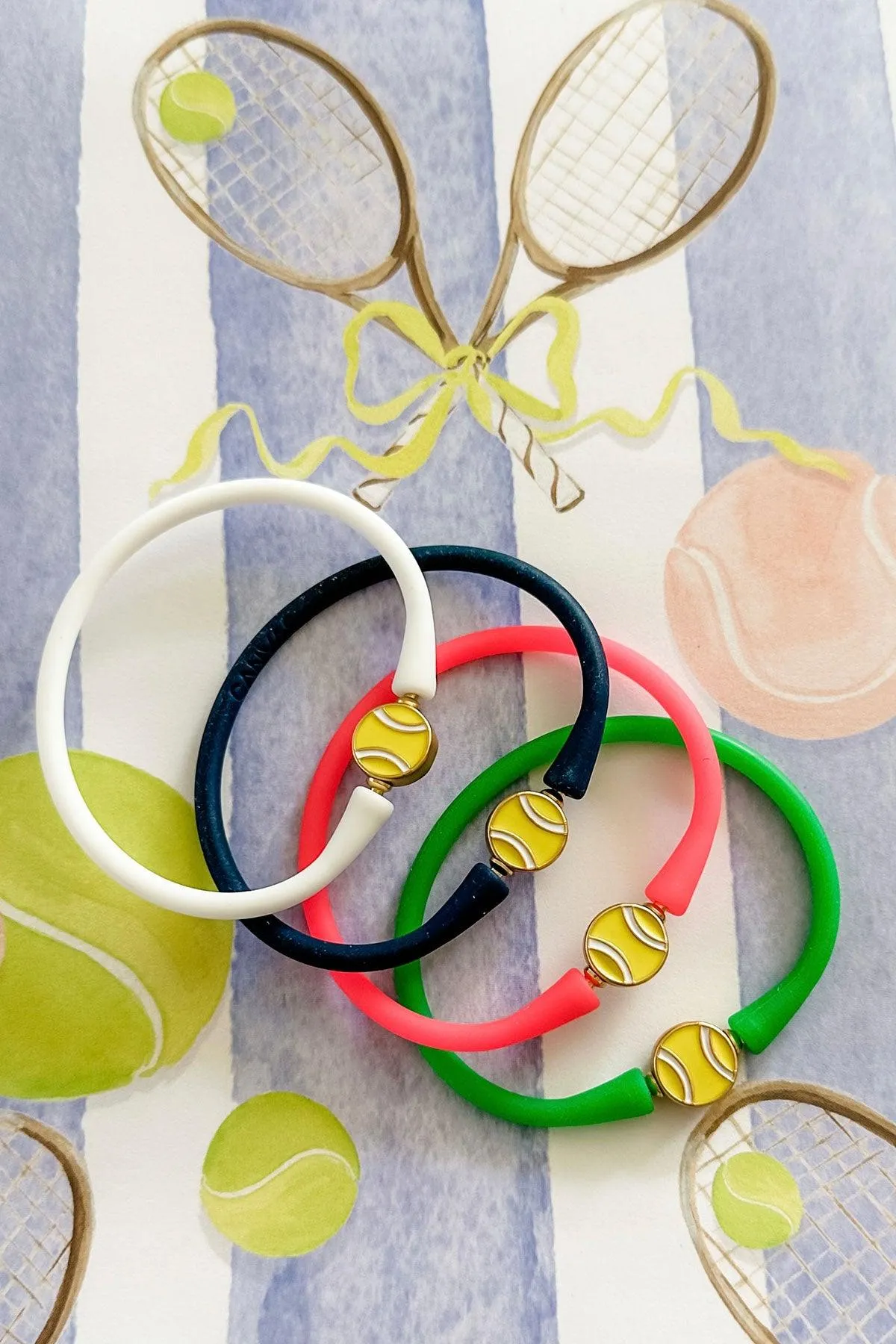 Enamel Tennis Ball Silicone Bali Bracelet in Navy sold by Canvas Style product image thumbnail 2