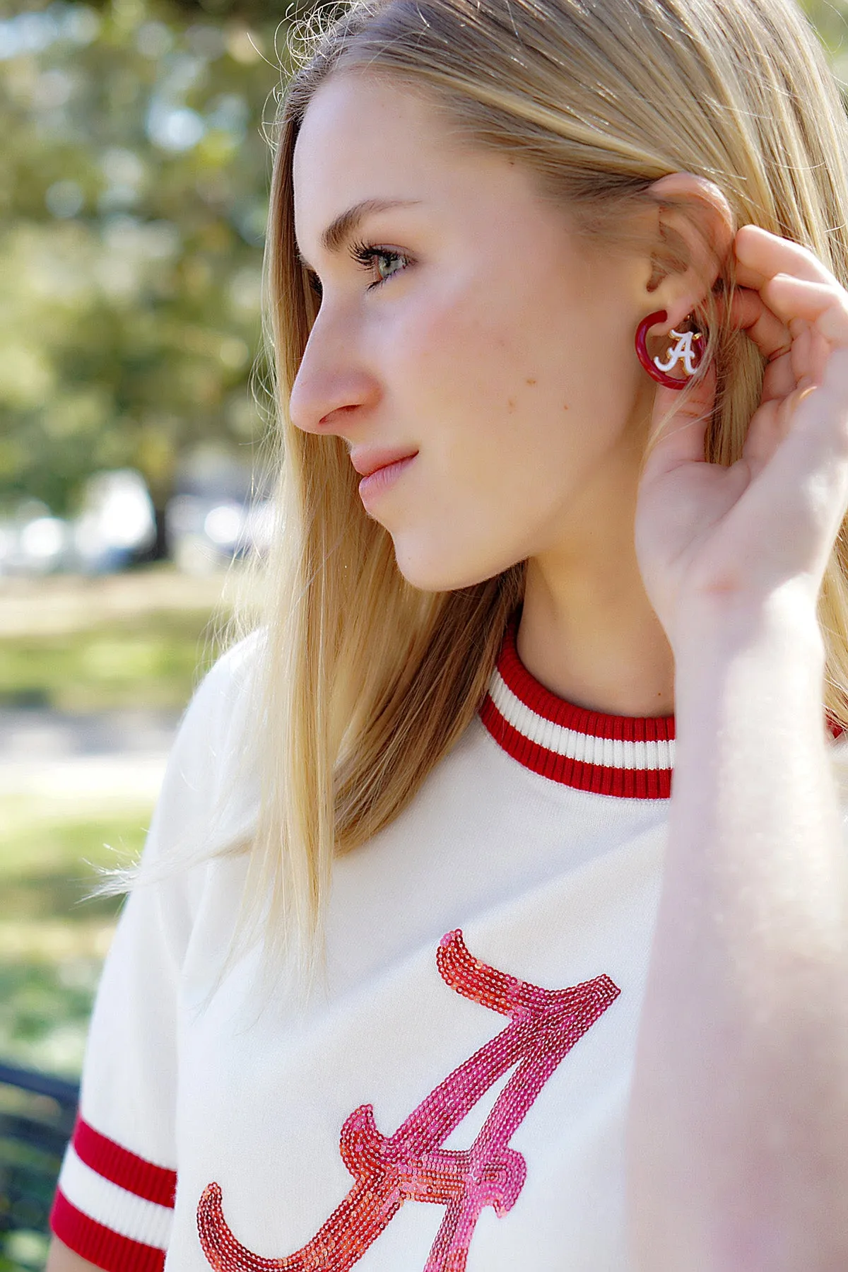 Alabama Crimson Tide Enamel Logo Earrings sold by Canvas Style product image thumbnail 2