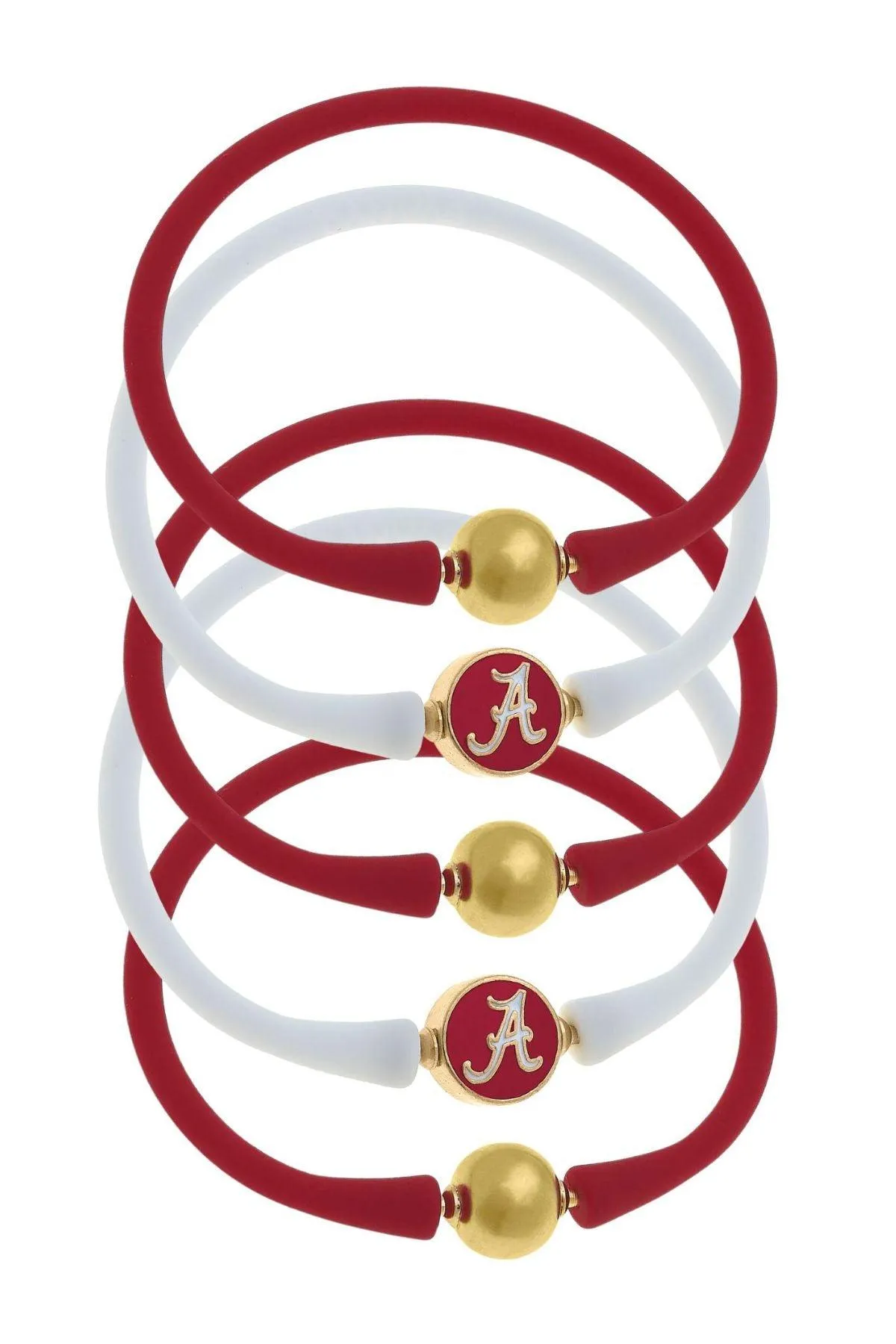 Alabama Crimson Tide 24K Gold Plated Bali Bracelet Stack (Set of 5) sold by Canvas Style