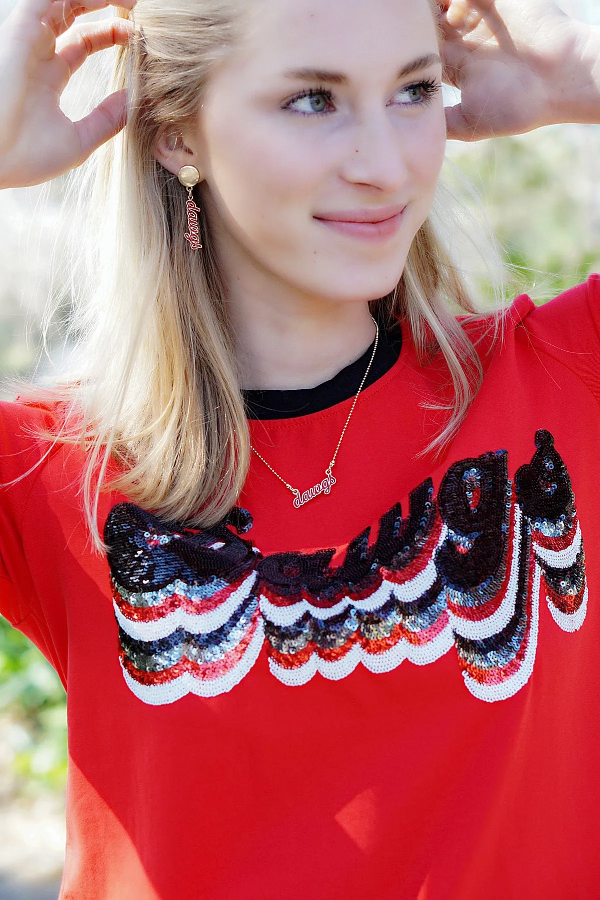 Georgia Bulldogs Enamel Script Earrings sold by Canvas Style product image thumbnail 2