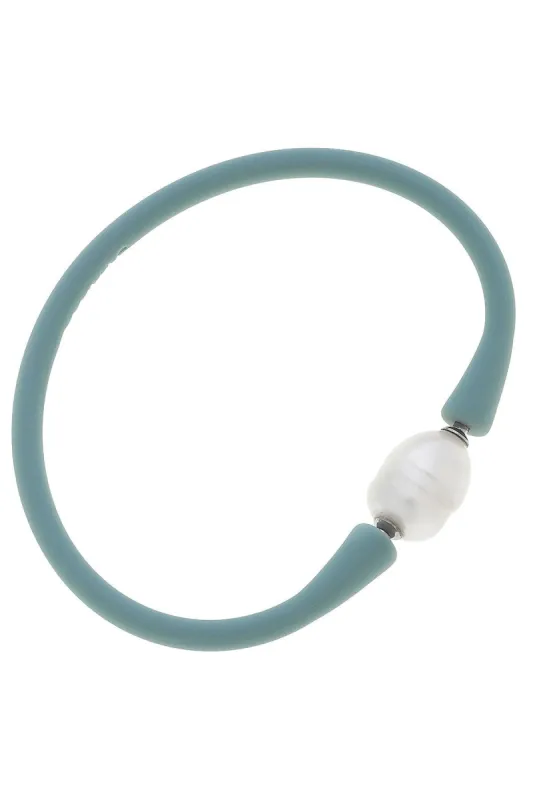 Bali Freshwater Pearl Silicone Bracelet in Sea Foam Green - FINAL SALE sold by Canvas Style