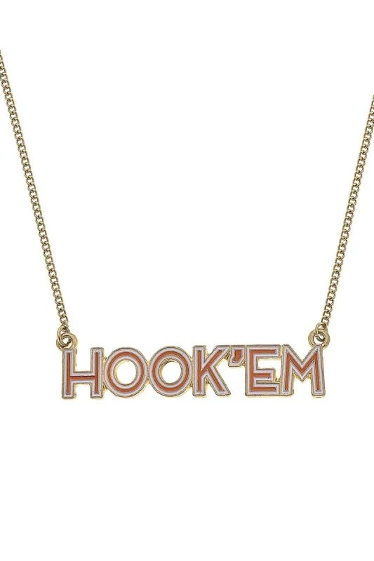 Texas Longhorns Outline Enamel Necklace sold by Canvas Style