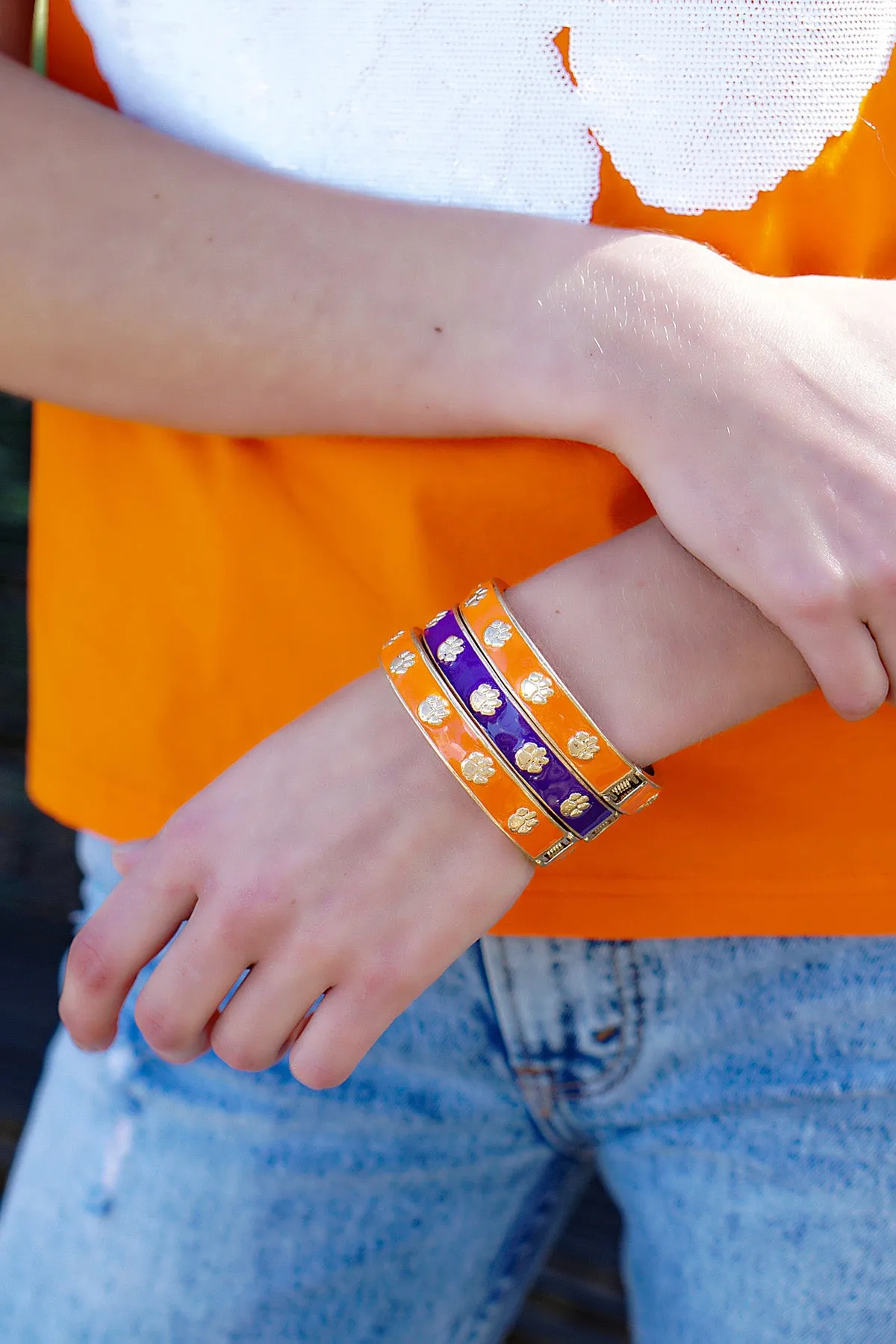 Clemson Tigers Enamel Logo Hinge Bangle - FINAL SALE sold by Canvas Style product image thumbnail 2