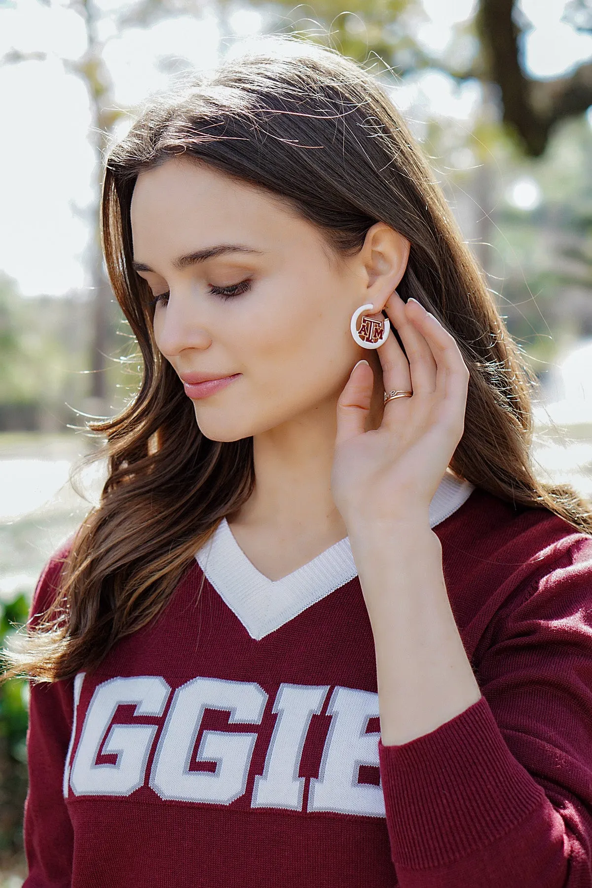 Texas A&M Aggies Enamel Logo Earrings sold by Canvas Style product image thumbnail 2