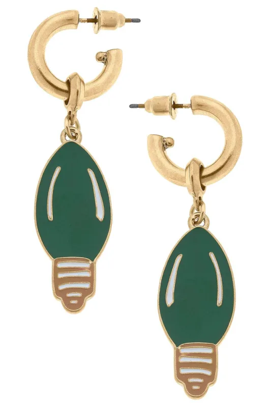 Noelle Enamel Light Bulb Earrings in Green sold by Canvas Style