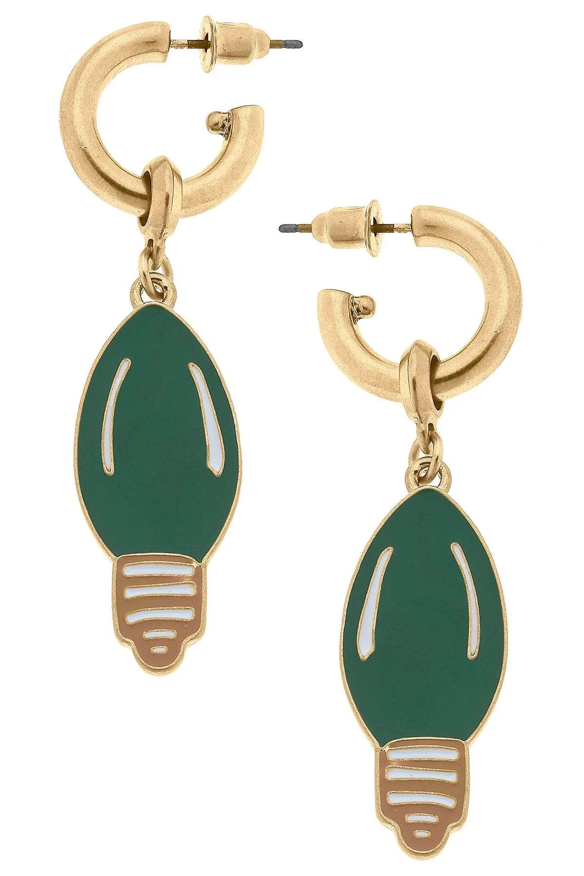 Noelle Enamel Light Bulb Earrings in Green sold by Canvas Style