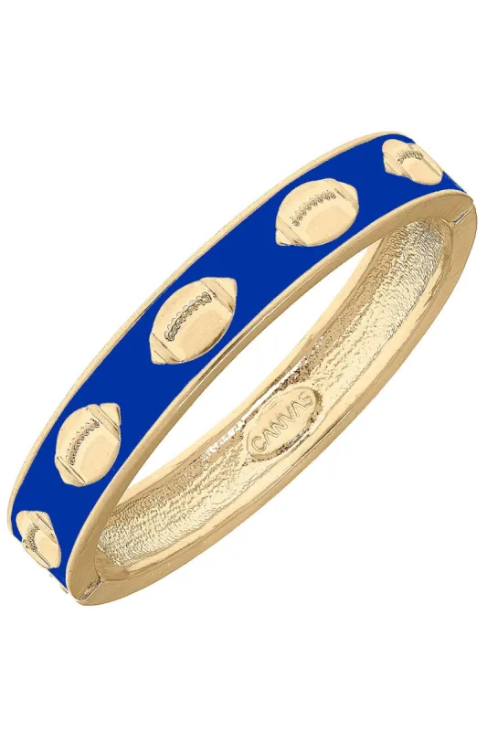 Game Day Enamel Football Hinge Bangle in Blue sold by Canvas Style