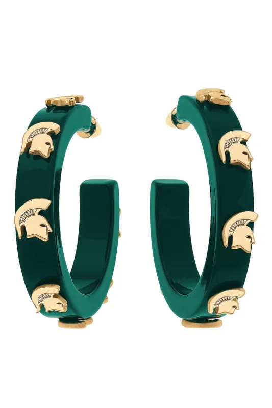 Michigan State Spartans Resin Logo Hoop Earrings - FINAL SALE sold by Canvas Style