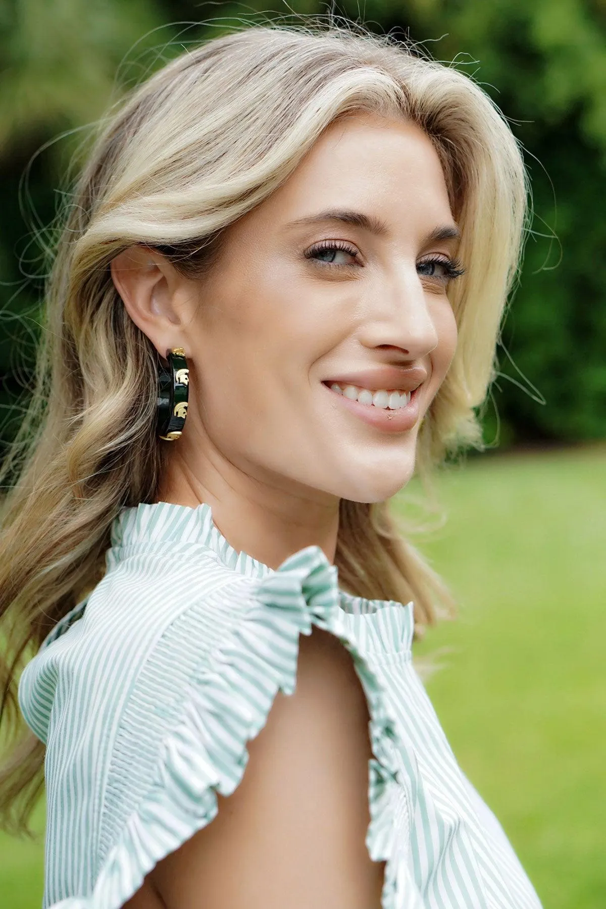 Michigan State Spartans Resin Logo Hoop Earrings - FINAL SALE sold by Canvas Style product image thumbnail 2