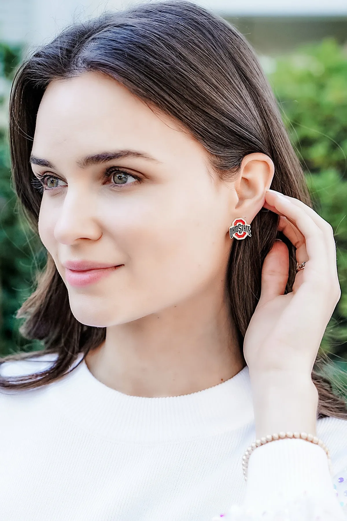 Ohio State Buckeyes Enamel Stud Earrings in Scarlet/Black - FINAL SALE sold by Canvas Style product image thumbnail 2