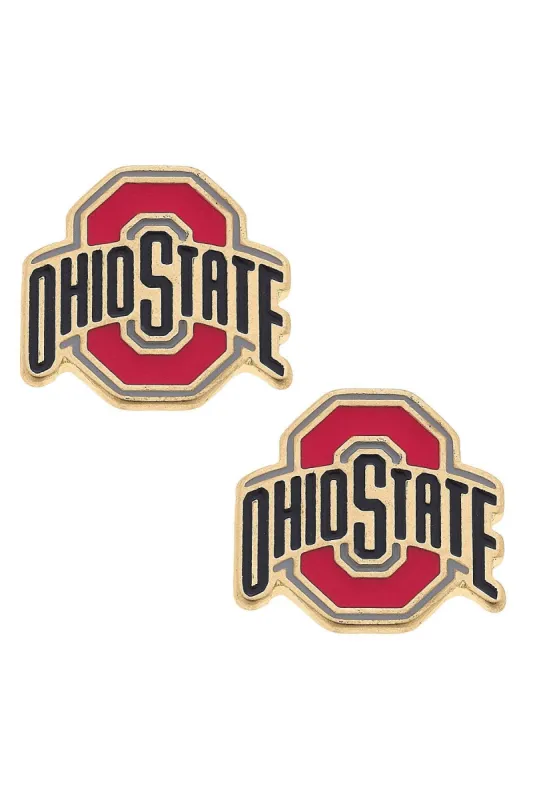 Ohio State Buckeyes Enamel Stud Earrings in Scarlet/Black - FINAL SALE sold by Canvas Style