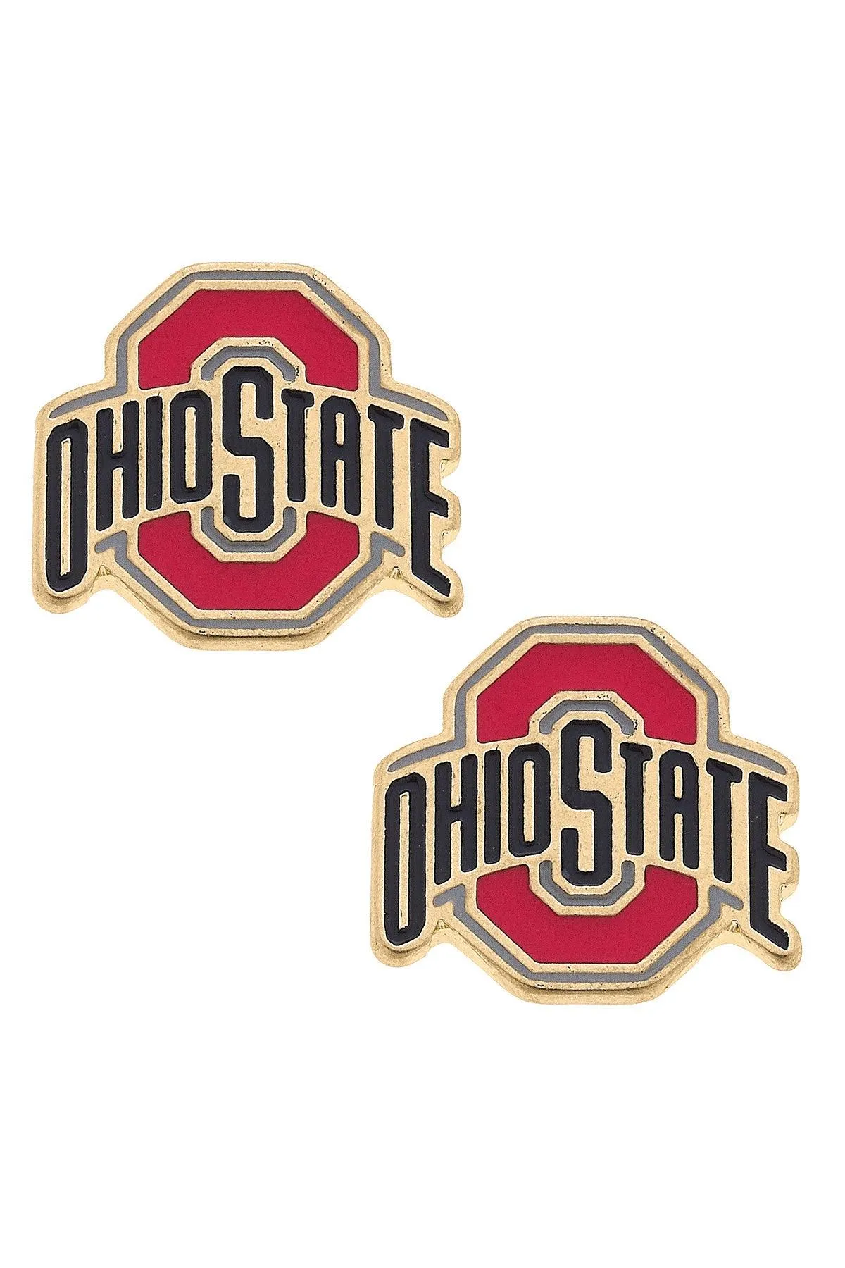 Ohio State Buckeyes Enamel Stud Earrings in Scarlet/Black - FINAL SALE sold by Canvas Style
