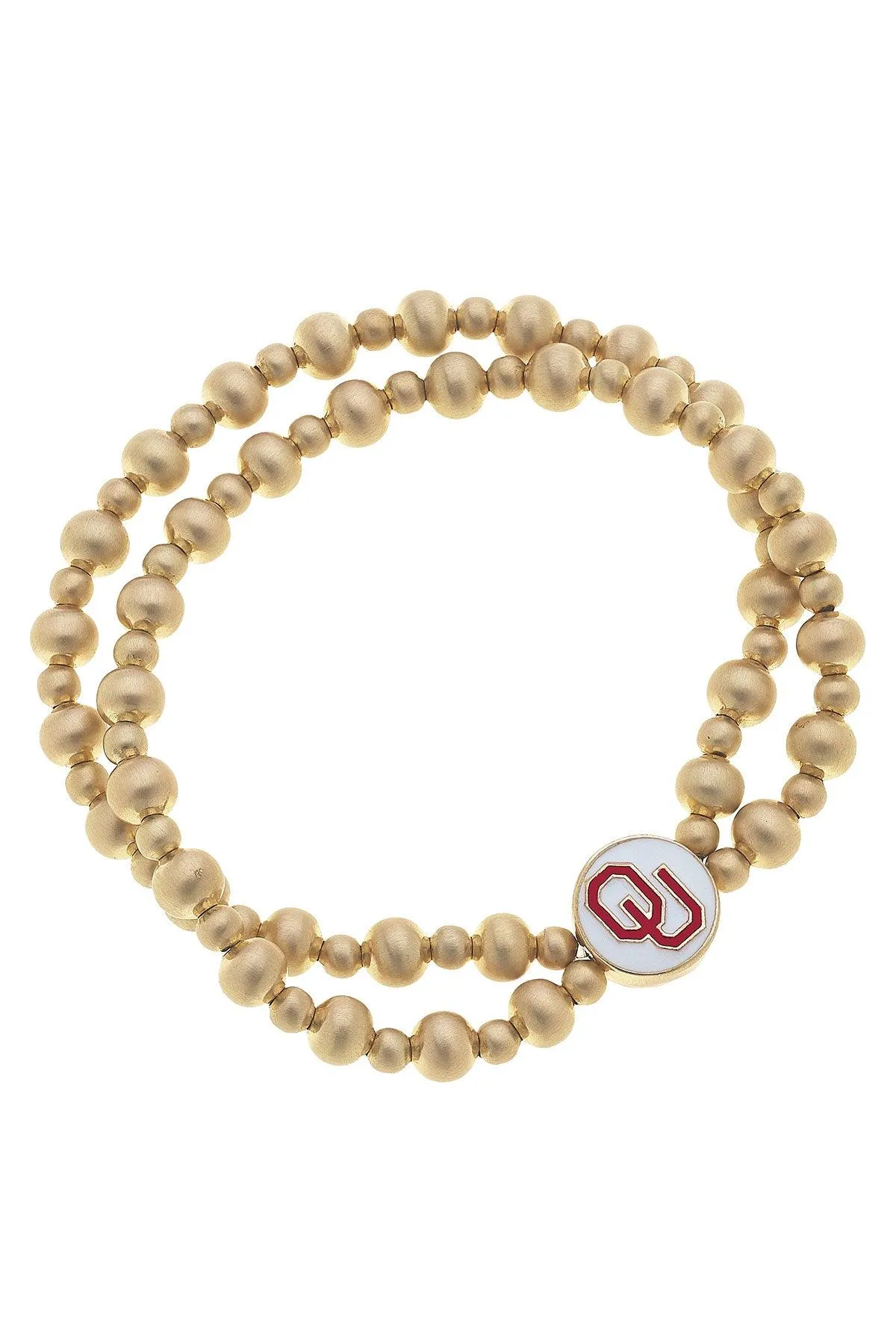 Oklahoma Sooners 2-Row Ball Bead Stretch Bracelet sold by Canvas Style