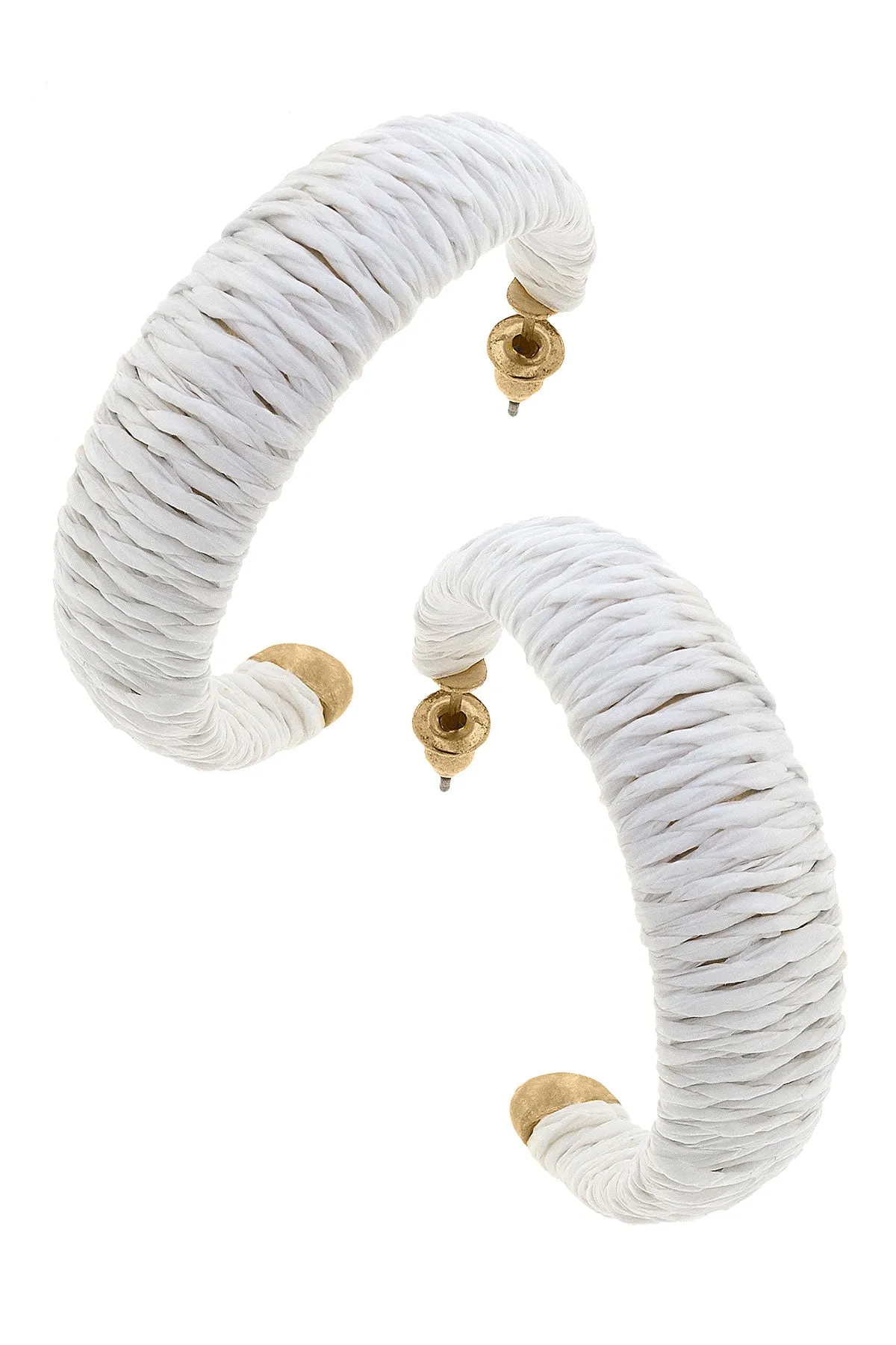 Cancun Raffia Hoop Earrings In White - FINAL SALE sold by Canvas Style