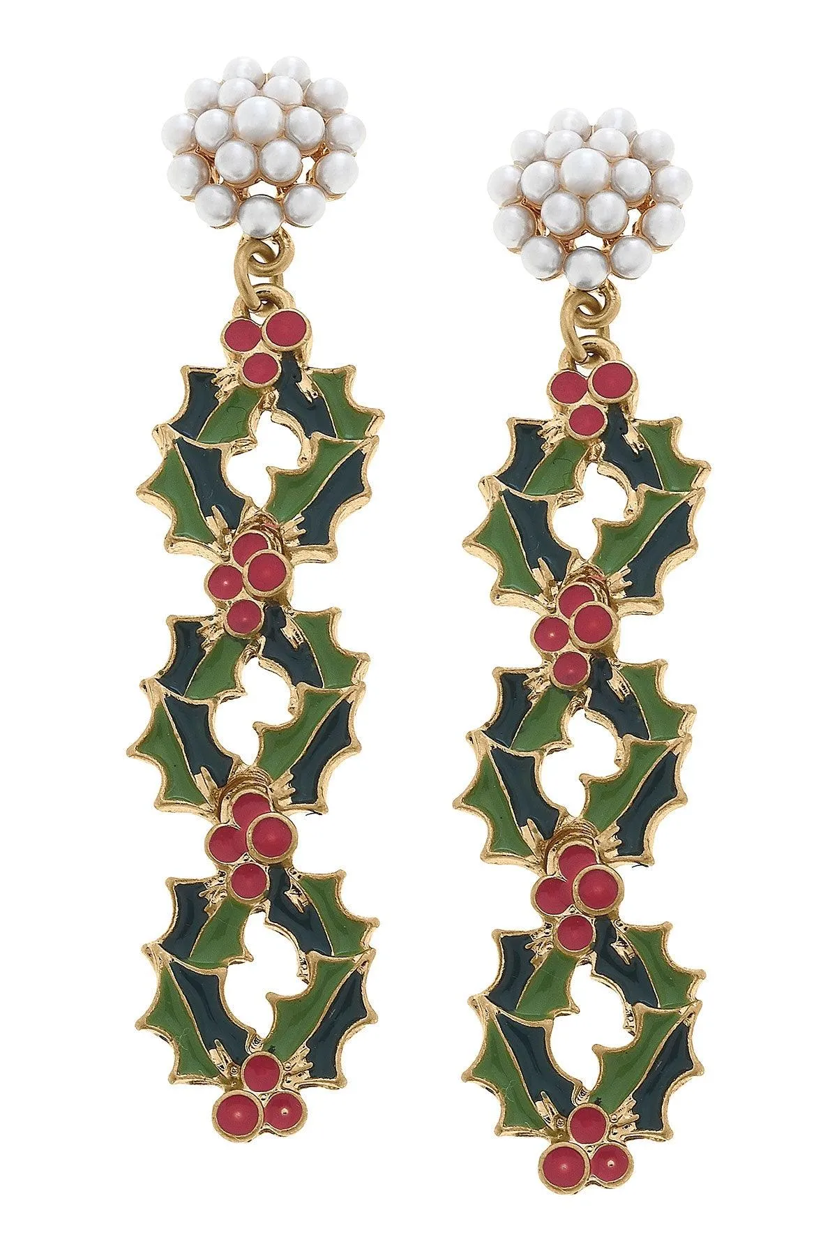 Linked Holly Enamel Drop Earrings sold by Canvas Style
