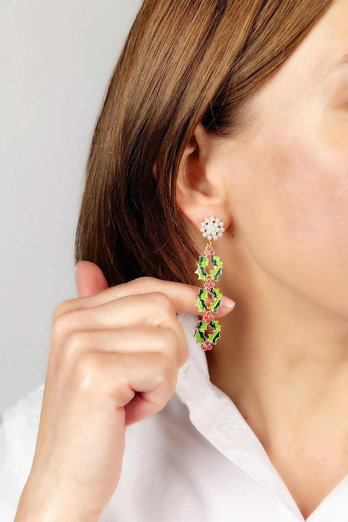 Linked Holly Enamel Drop Earrings sold by Canvas Style product image thumbnail 2