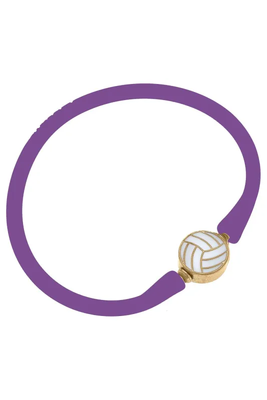 Enamel Volleyball Silicone Bali Bracelet in Purple sold by Canvas Style