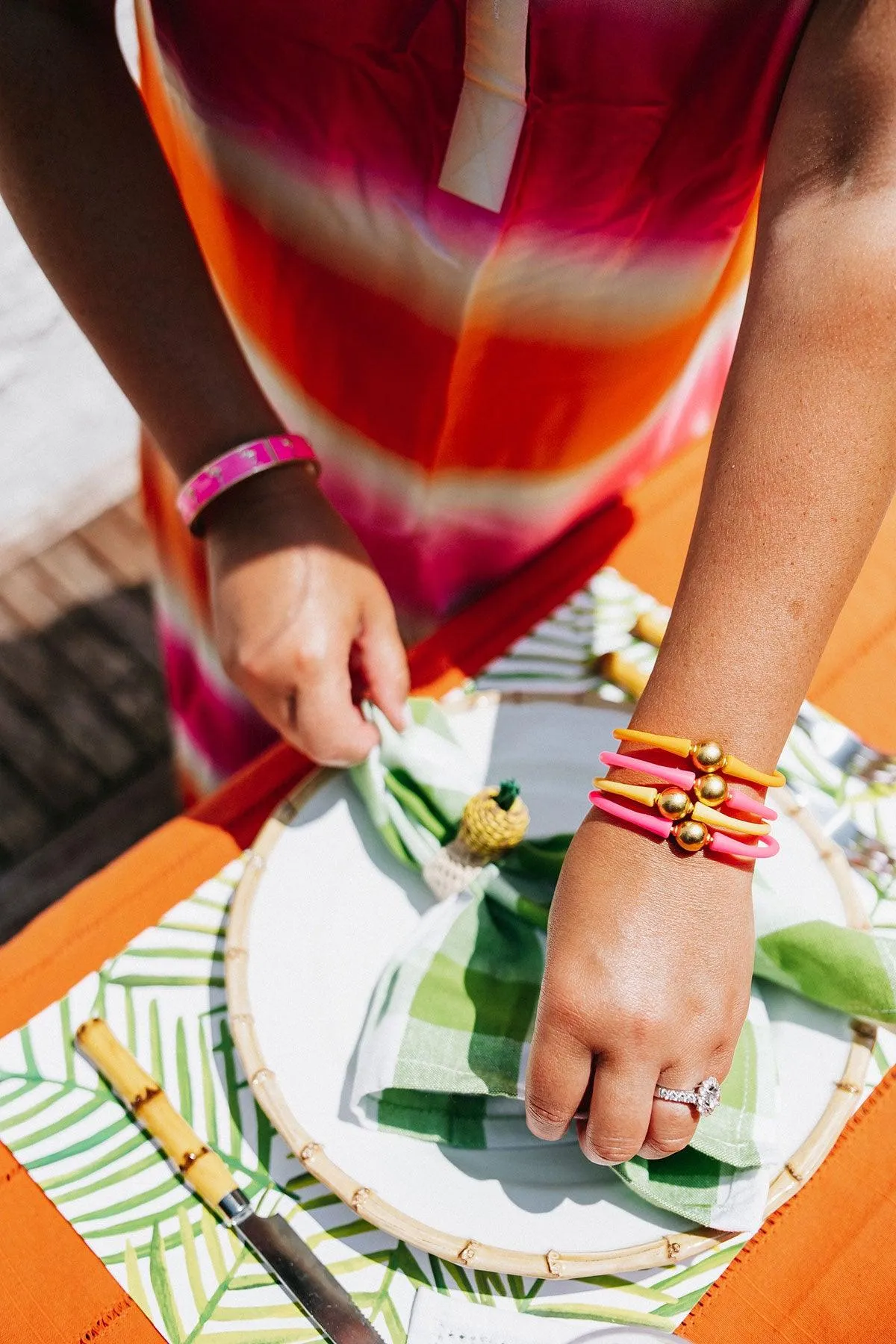 Bali 24K Gold Plated Ball Bead Silicone Bracelet in Cantaloupe - FINAL SALE sold by Canvas Style product image thumbnail 3