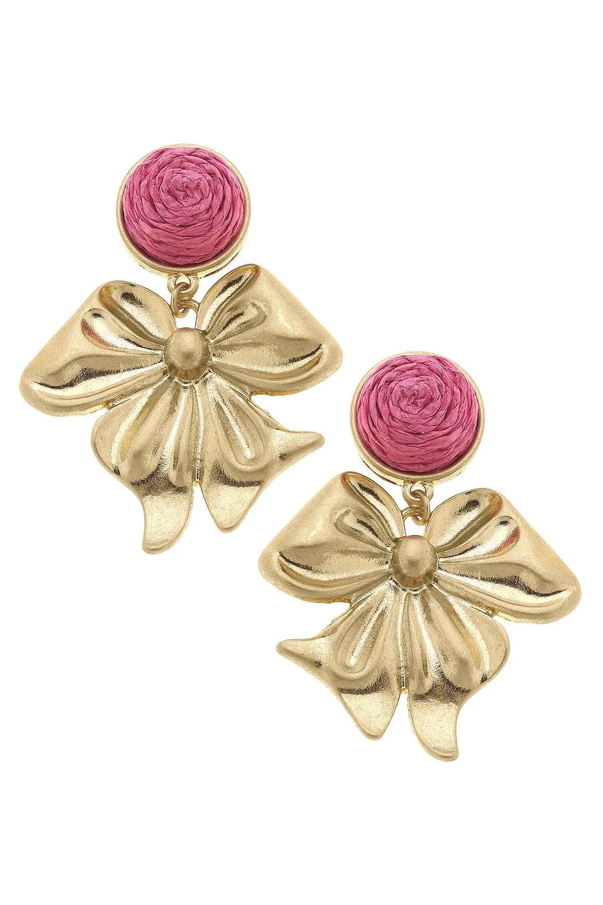 Aurora Rattan Bow Earrings sold by Canvas Style