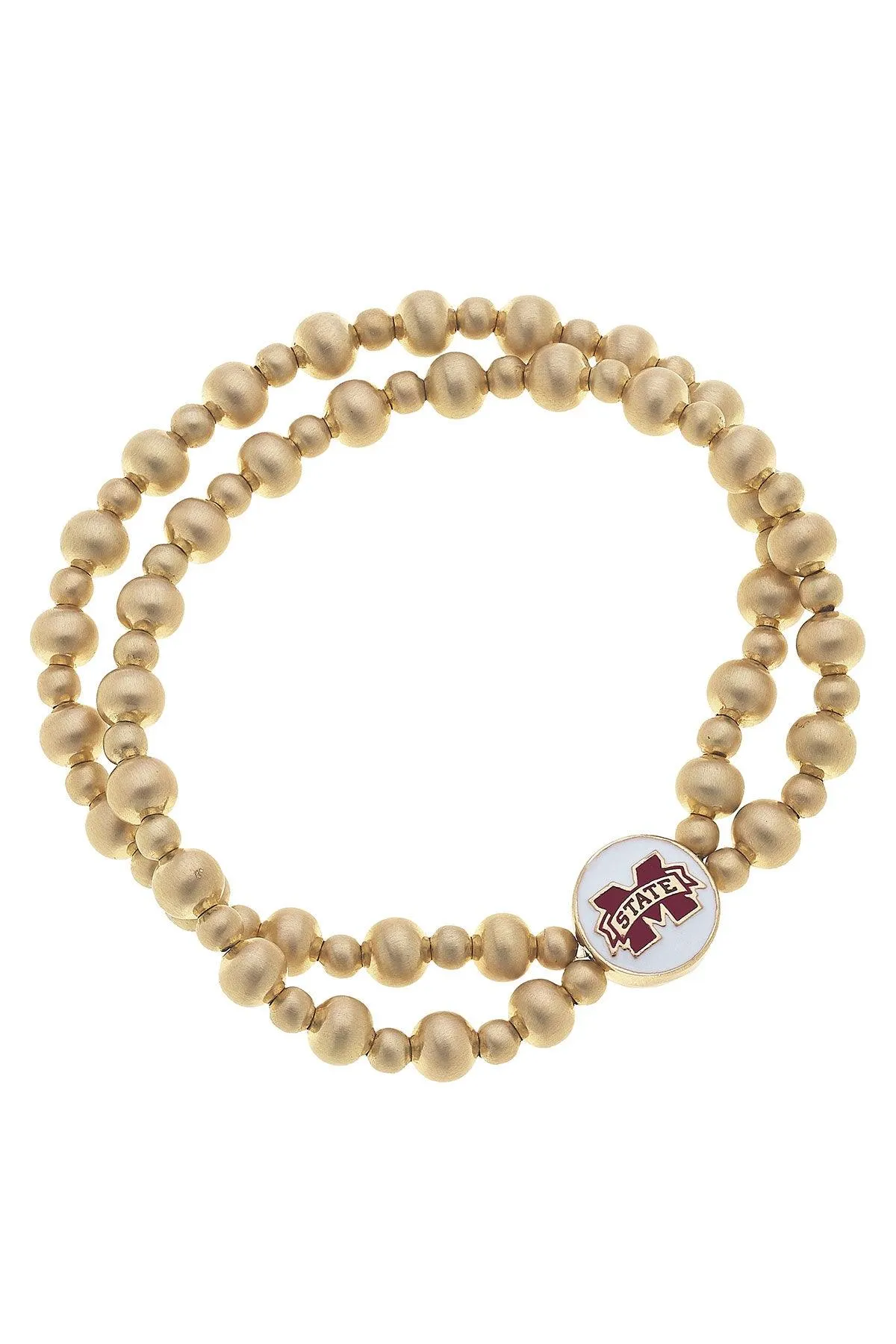 Mississippi State Bulldogs 2-Row Ball Bead Stretch Bracelet sold by Canvas Style