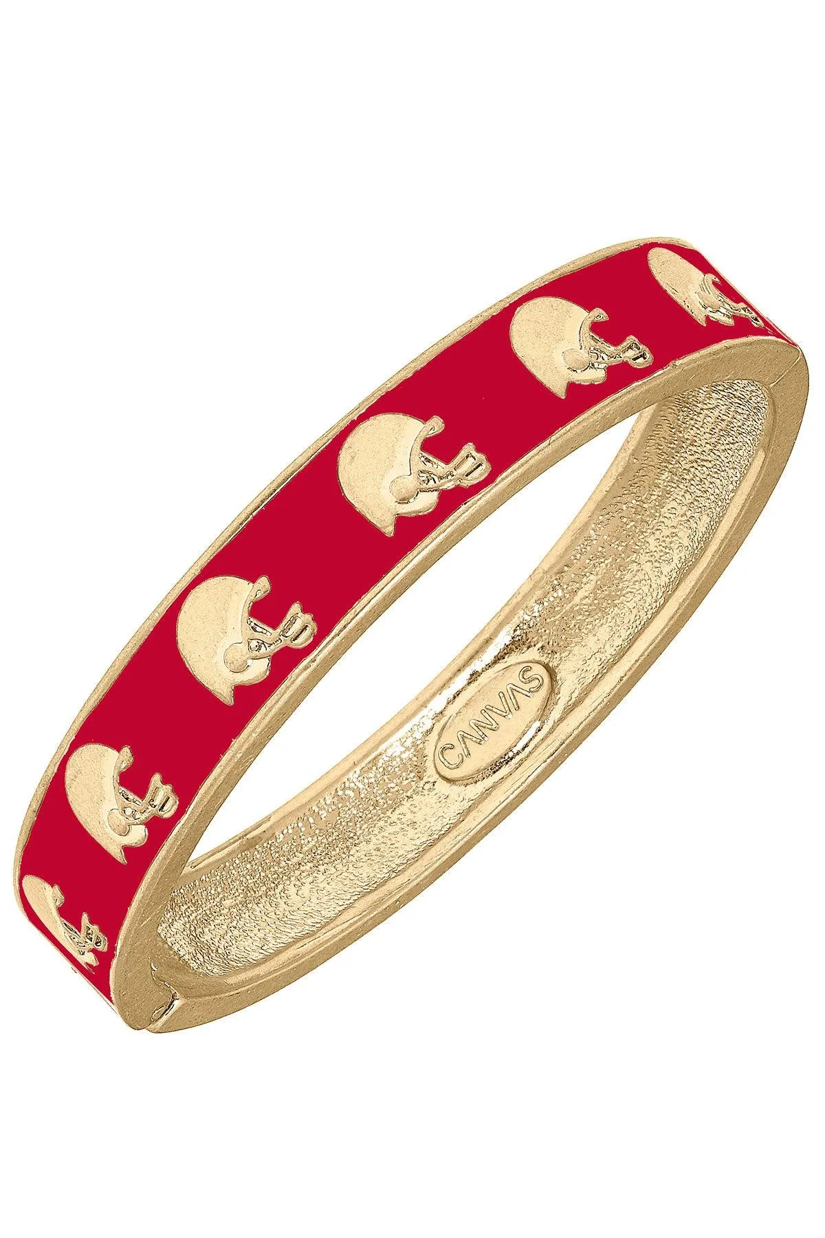 Game Day Enamel Football Helmet Hinge Bangle in Red sold by Canvas Style