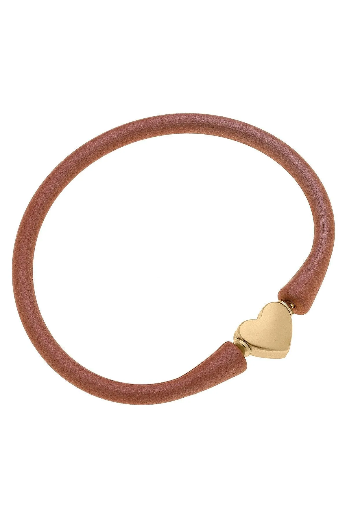 Bali Heart Bead Silicone Bracelet in Metallic Bronze - FINAL SALE sold by Canvas Style