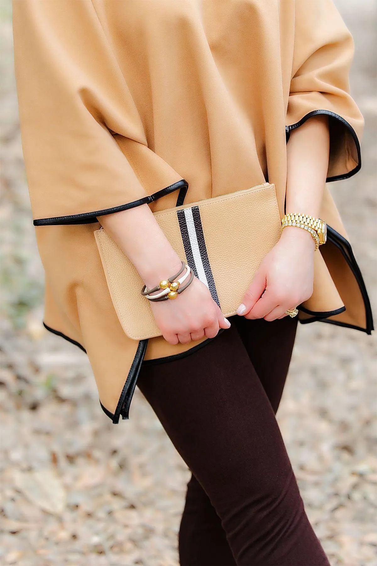 Bali 24K Gold Plated Ball Bead Silicone Bracelet in Chocolate Brown - FINAL SALE sold by Canvas Style product image thumbnail 4