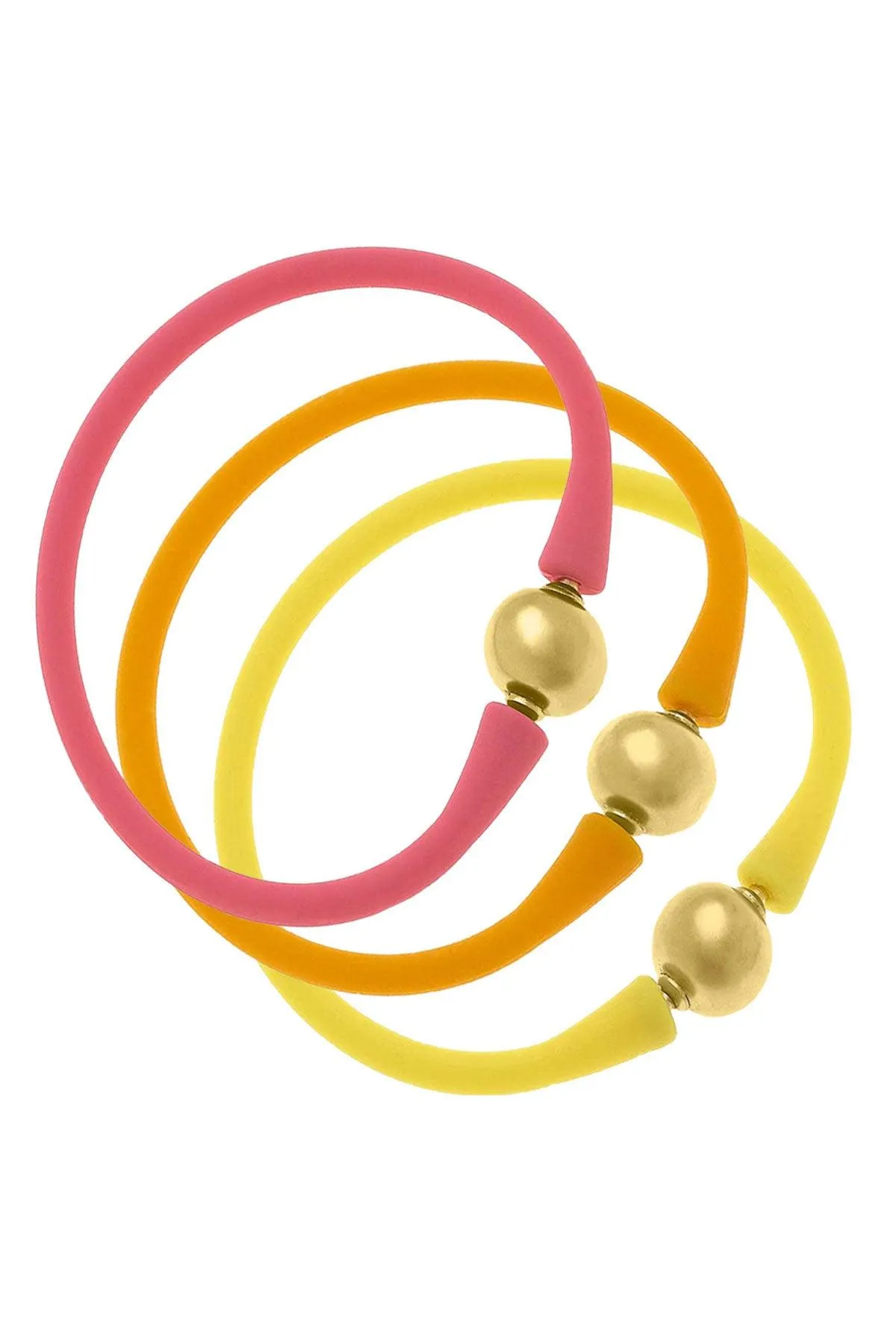 Bali 24K Gold Bracelet Set of 3 in Pink, Cantaloupe & Yellow - FINAL SALE sold by Canvas Style