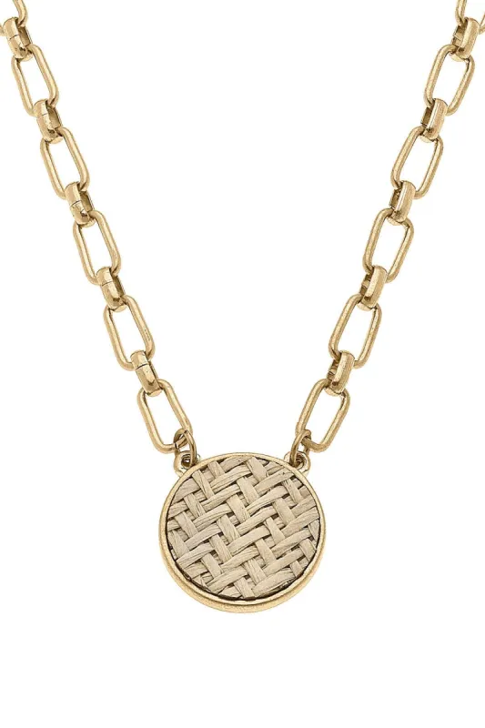 Danielle Raffia Disc Necklace in Natural - FINAL SALE sold by Canvas Style