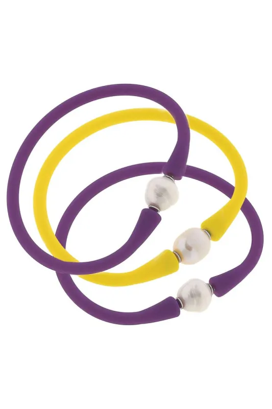 Bali Game Day Bracelet Set of 3 in Purple & Yellow - FINAL SALE sold by Canvas Style