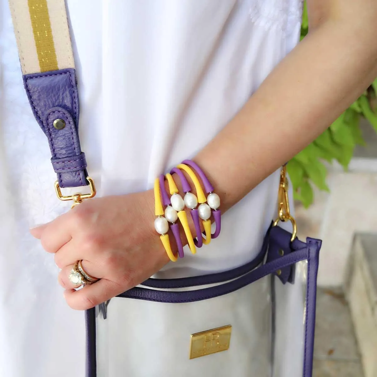 Bali Game Day Bracelet Set of 3 in Purple & Yellow - FINAL SALE sold by Canvas Style product image thumbnail 3