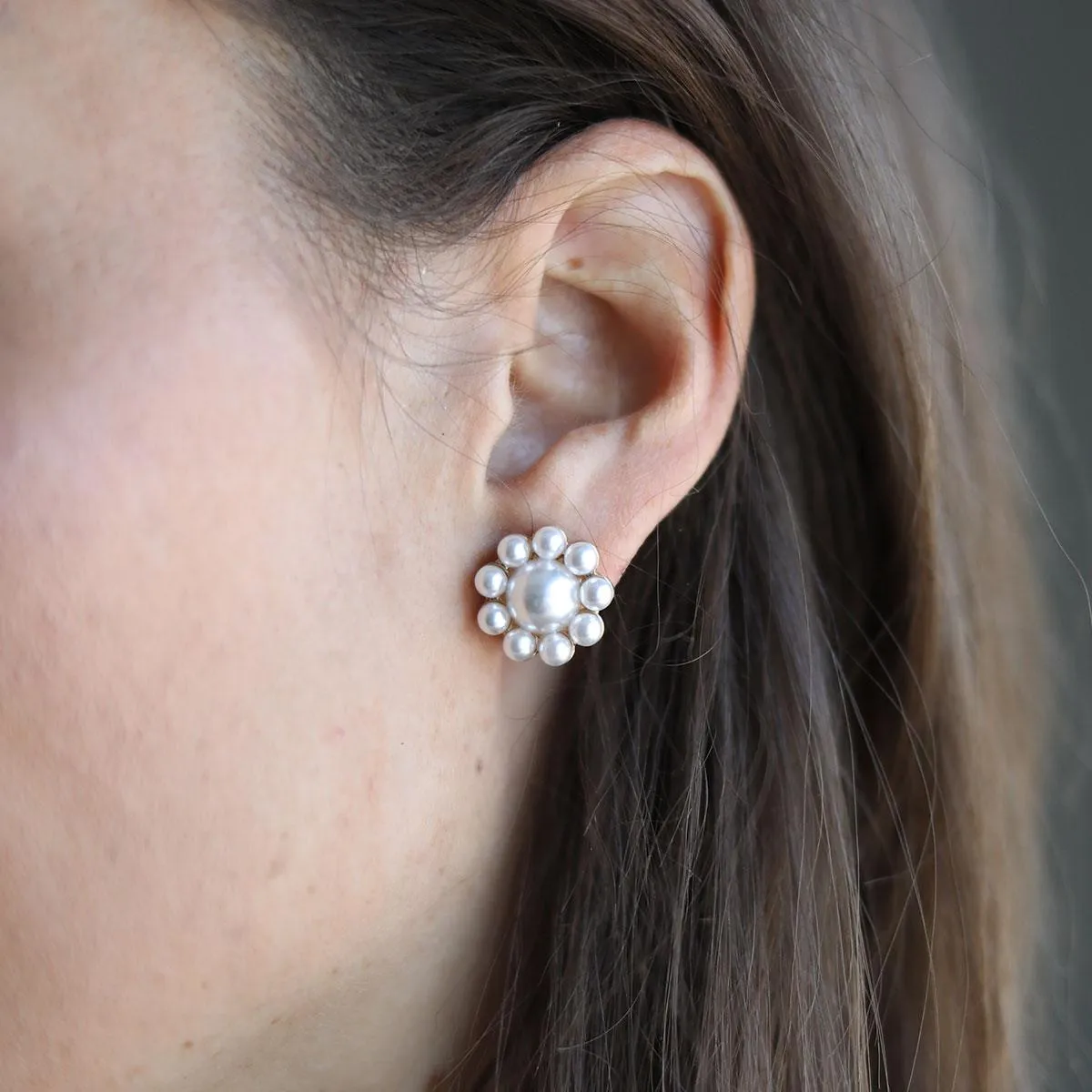 Caine Pearl Flower Stud Earrings in Ivory - FINAL SALE sold by Canvas Style product image thumbnail 2
