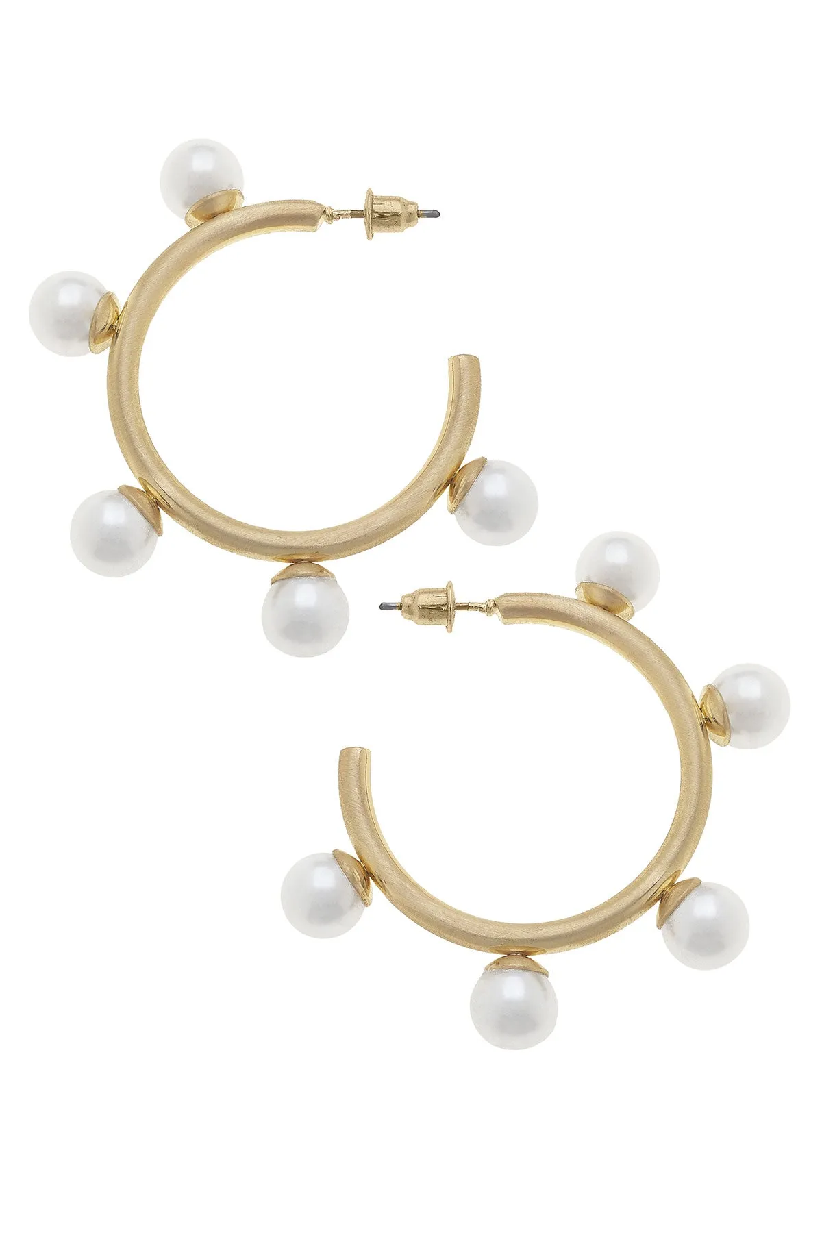 Allison Ball Bead Hoop Earrings in Ivory sold by Canvas Style