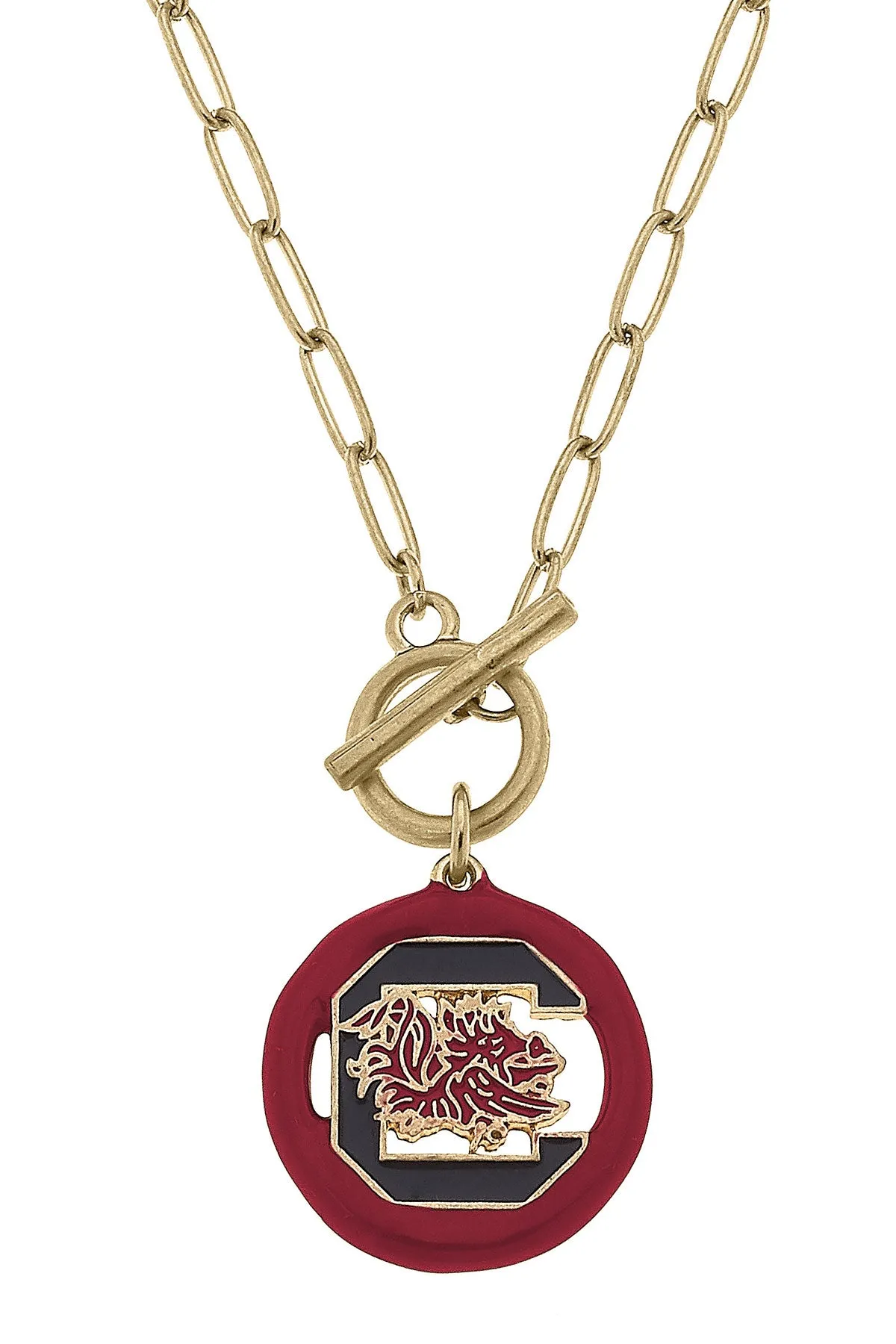 South Carolina Gamecocks Logo Enamel T-Bar 16" Necklace sold by Canvas Style