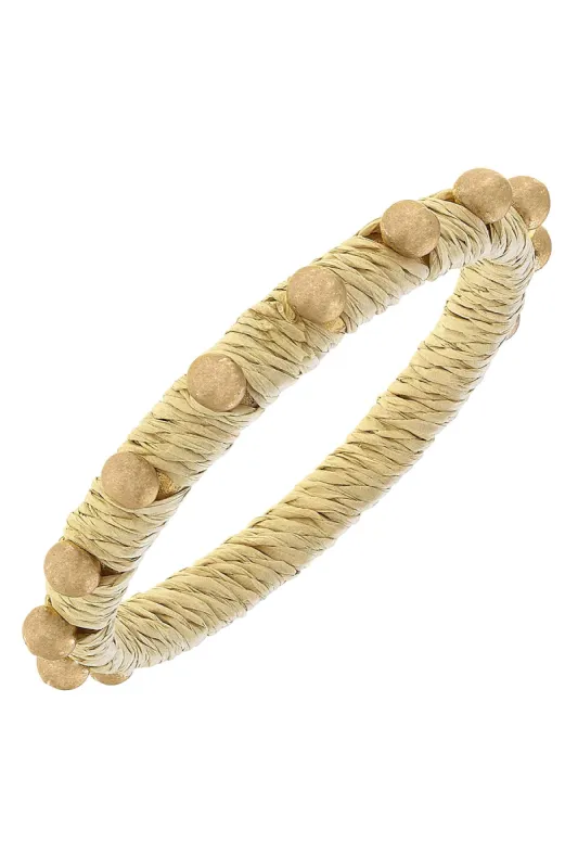 Ibiza Studded Raffia Bangle in Natural - FINAL SALE sold by Canvas Style
