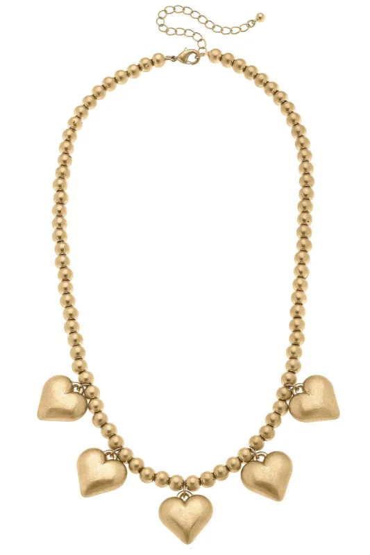 Maggie Puffy Heart & Ball Bead Necklace sold by Canvas Style
