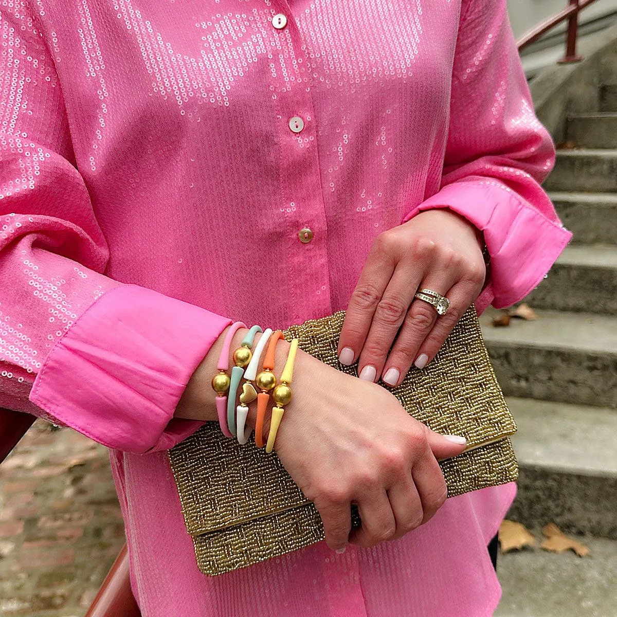 New Year's Bali 24K Gold Silicone Bracelet Stack sold by Canvas Style product image thumbnail 2