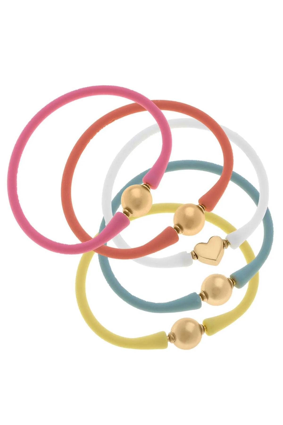 New Year's Bali 24K Gold Silicone Bracelet Stack sold by Canvas Style