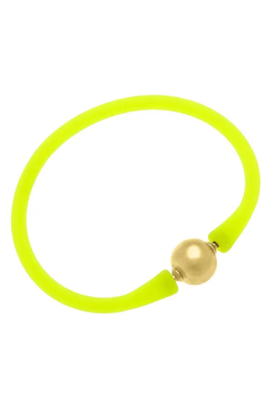 Bali 24K Gold Plated Ball Bead Silicone Bracelet in Neon Yellow - FINAL SALE sold by Canvas Style