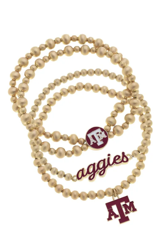 Texas A&M Aggies Ball Bead Stretch Bracelet Stack sold by Canvas Style