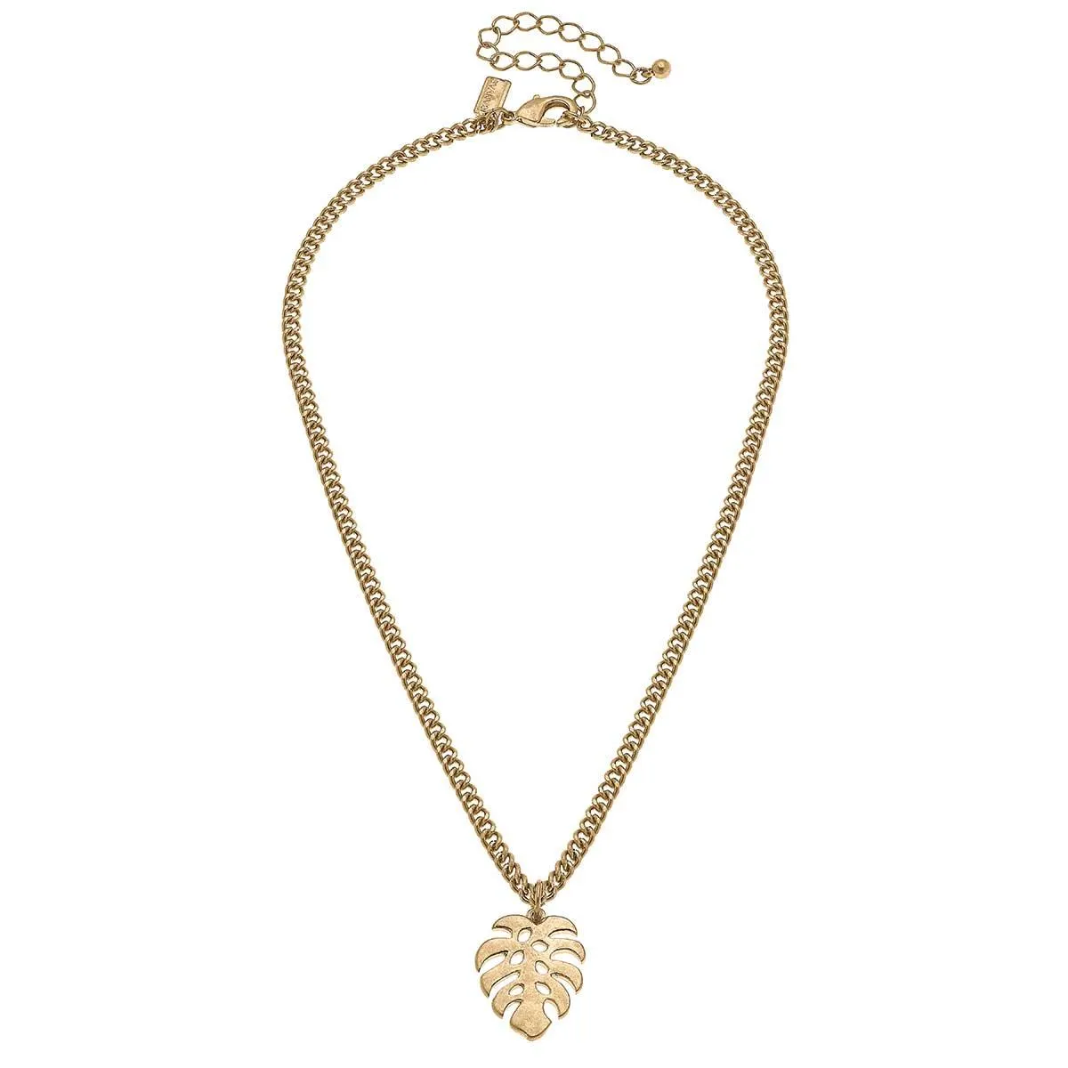 Monstera Leaf Charm Necklace in Worn Gold sold by Canvas Style product image thumbnail 2