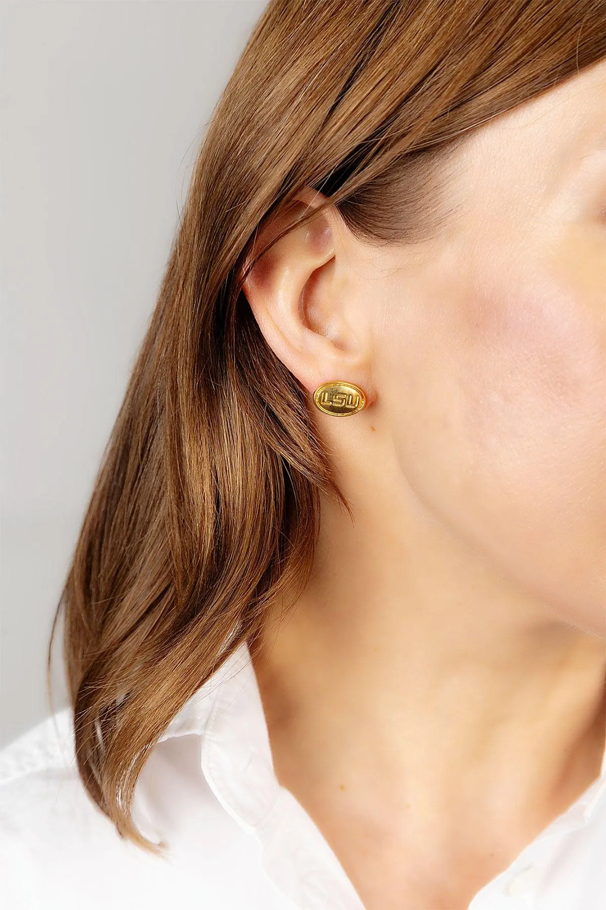 LSU Tigers 24K Gold Plated Stud Earrings sold by Canvas Style product image thumbnail 3