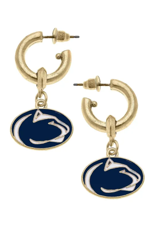 Penn State Nittany Lions Enamel Drop Hoop Earrings sold by Canvas Style
