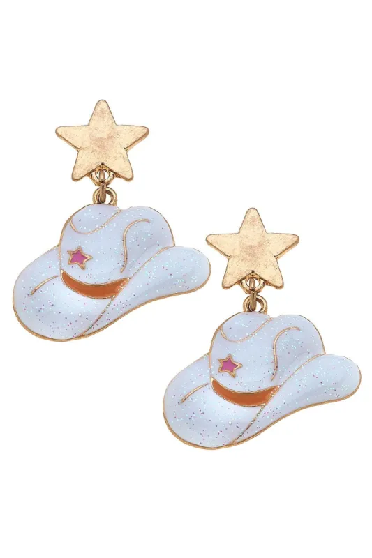 Rodeo Star Cowboy Hat Enamel Earrings sold by Canvas Style